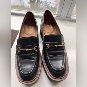 Sam Edelman Black Loafers with Gold Accents